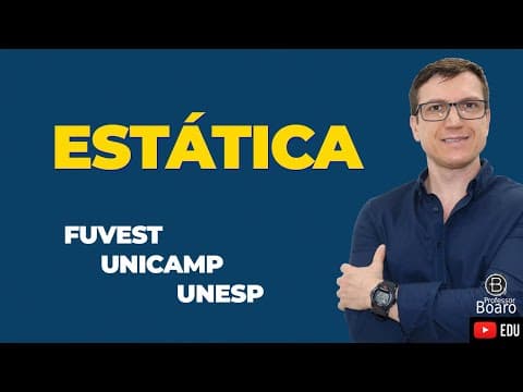 Thumbnail da aula: FUVEST Estática - Professor Boaro - Um móbile pendurado no teto tem três elefantezinhos presos um ao