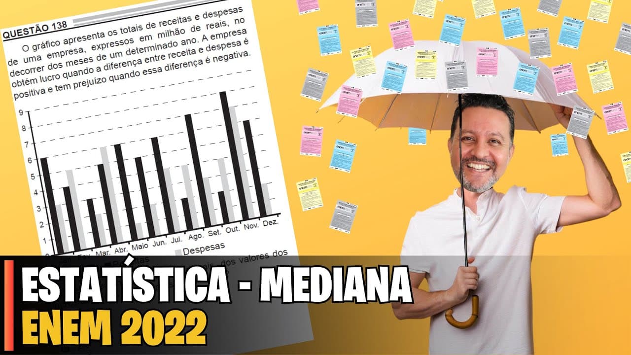 Thumbnail: ENEM 2022 | MATEMÁTICA - O gráfico apresenta os totais de receitas e despesas de uma empresa