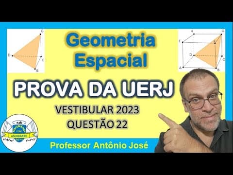 Thumbnail da aula: Volume de Pirâmide - Geometria Espacial - Vestibular UERJ 2023 - Questão 22 de Matemática