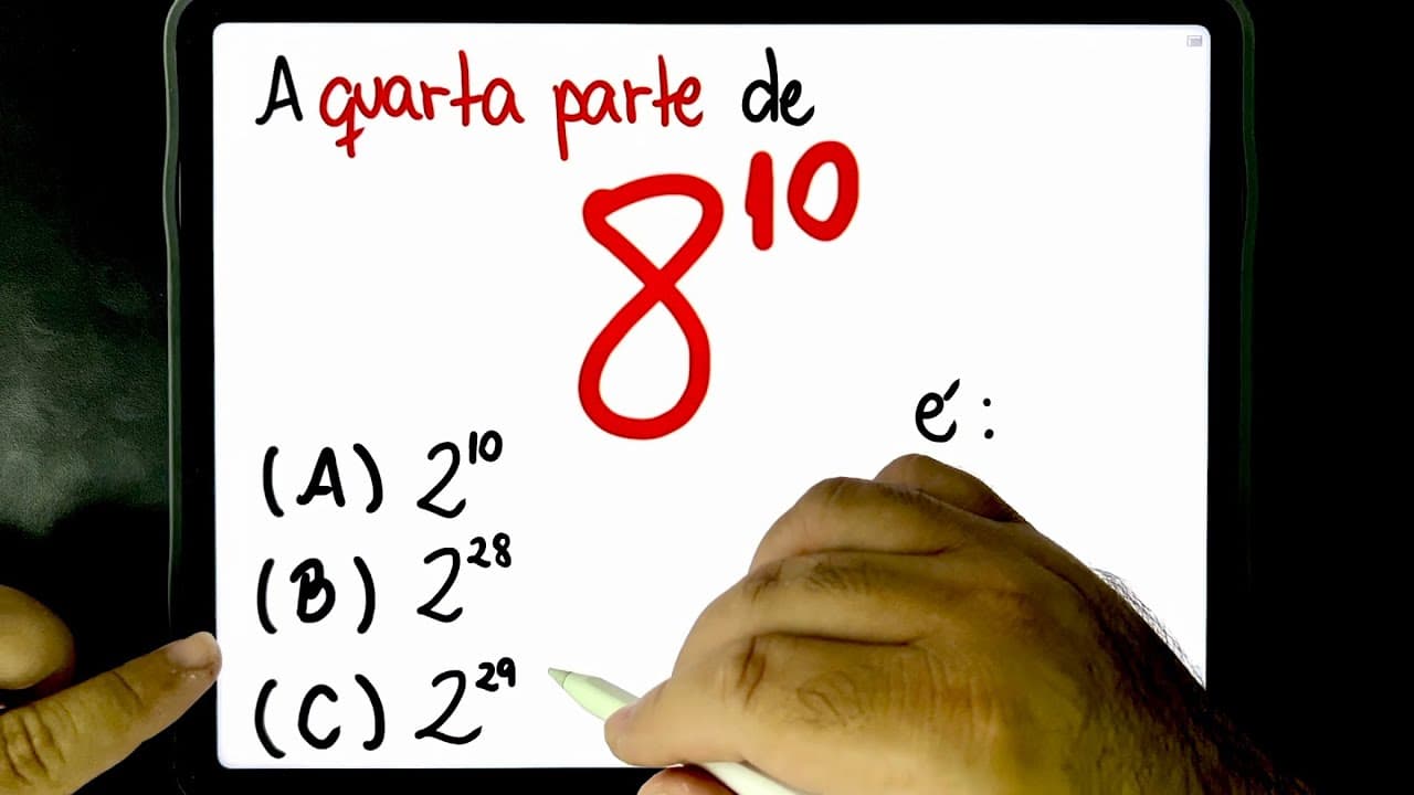 Thumbnail: 🔥 TODO MUNDO ERRA! 😱 “A quarta parte de 8 elevado a 10” Você consegue resolver POTENCIAÇÃO?