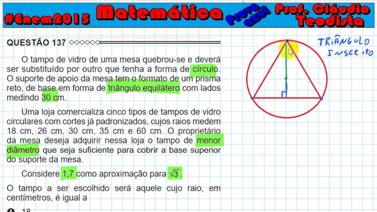 Thumbnail: Enem 2015  - matemática - azul -  questão 137 (geometria plana)