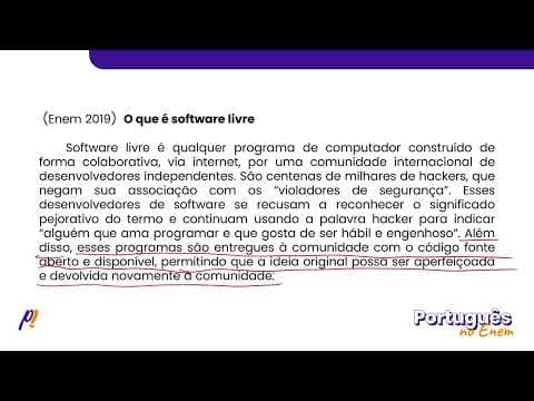 Thumbnail da aula: ENEM 2019 - ESTUDOS DO SENTIDO | O que é software livre. Software livre é qualquer...