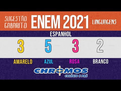 Thumbnail da aula: Gabarito ENEM 2021 CHROMOS - Prova Amarela: Questão 03 | Espanhol