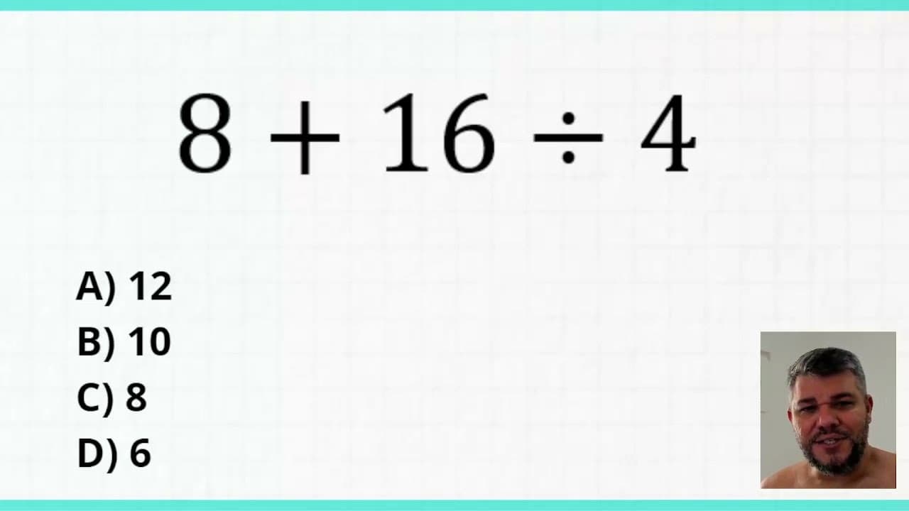 Thumbnail: 8+16:4 = ? Sabe resolver?