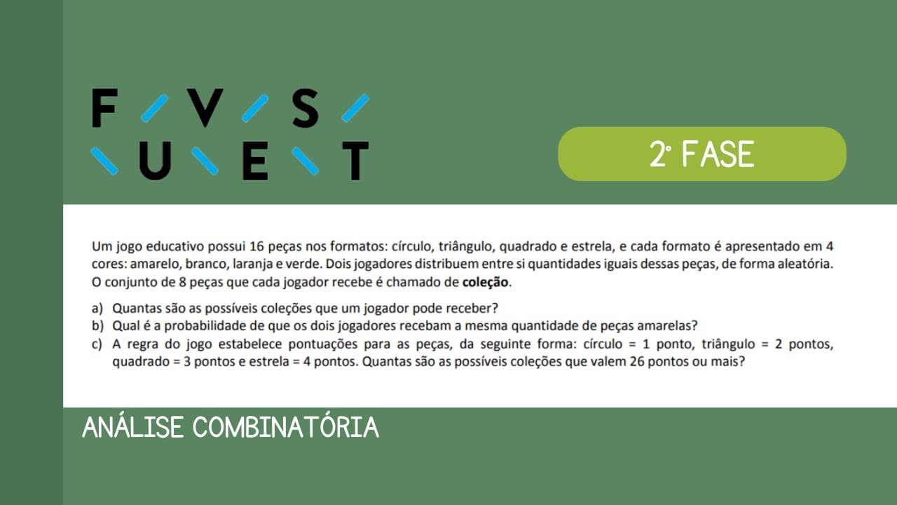 Thumbnail: SEGUNDA FASE FUVEST | Matemática  - Análise Combinatória