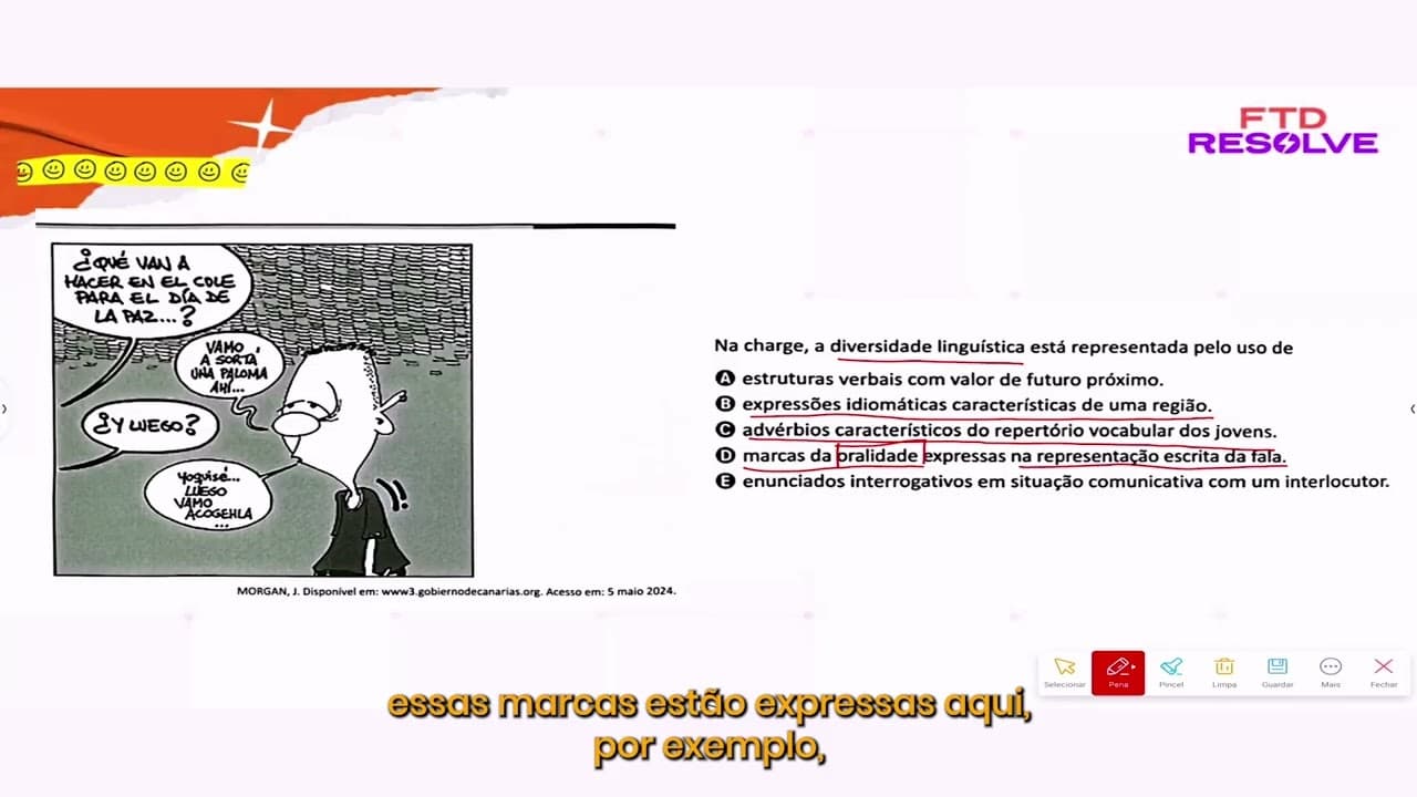 Thumbnail: Enem 2025 - Na charge, a diversidade linguística
