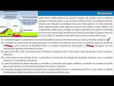 Thumbnail da aula: UFSC 2022 verão - Questão 33 - óxidos e poluição ambiental