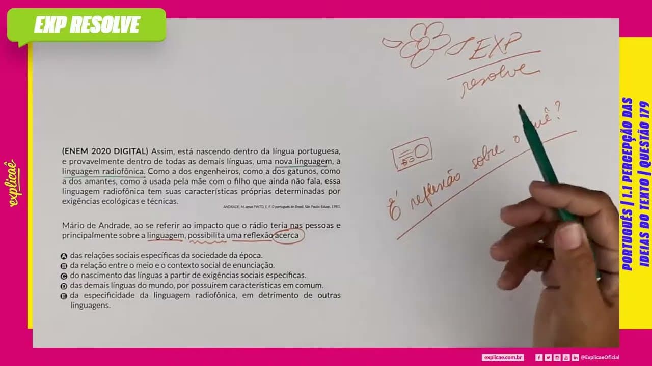 Thumbnail: ASSIM, ESTÁ NASCENDO DENTRO DA LÍNGUA PORTUGUESA, E (...) | PERCEPÇÃO DAS IDEIAS DO TEXTO