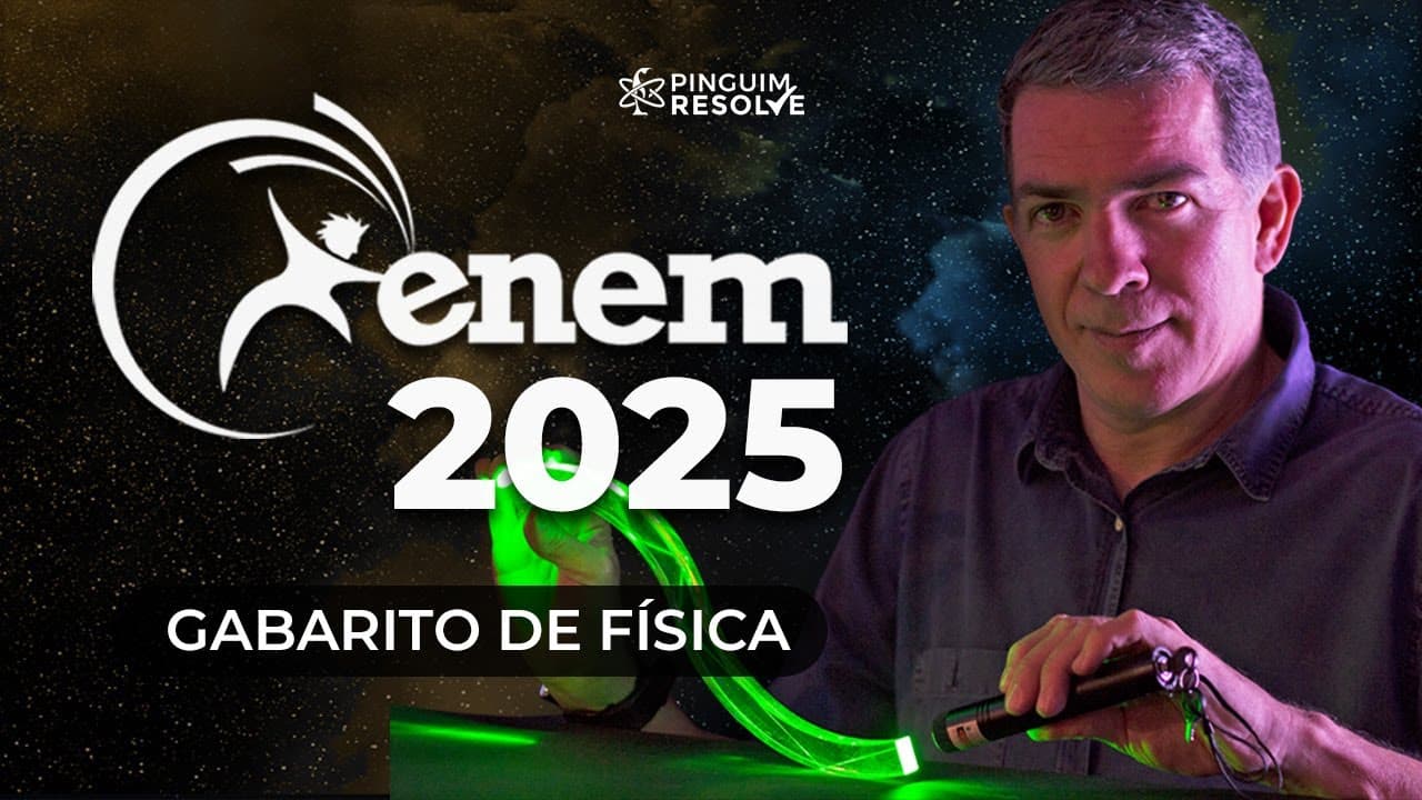 Thumbnail: GABARITO ENEM 2025 - Física | Professor Pinguim