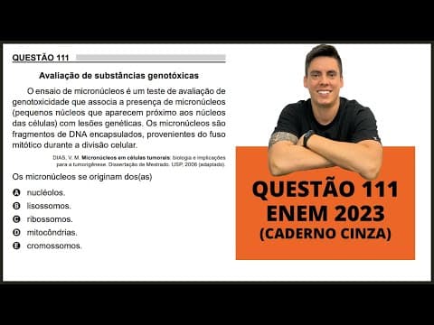 Thumbnail da aula: BIOLOGIA ENEM 2023! "O ensaio de micronúcleos é um teste..."