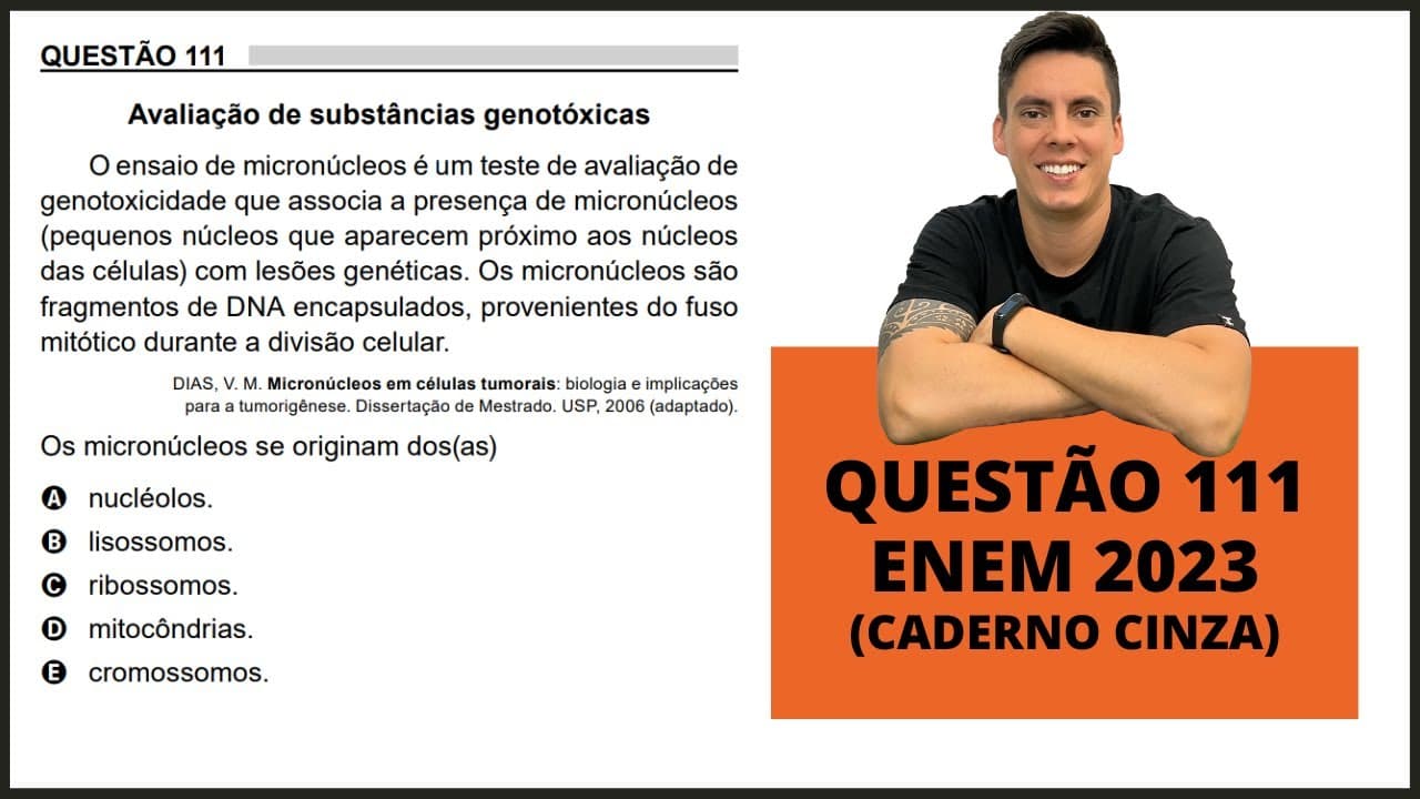 Thumbnail: BIOLOGIA ENEM 2023! "O ensaio de micronúcleos é um teste..."
