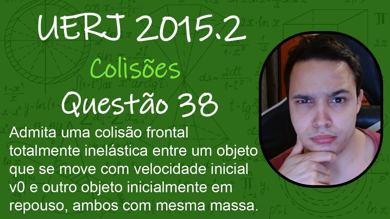 Thumbnail: UERJ 2015 - Admita uma colisão frontal totalmente inelástica entre um objeto que se move com