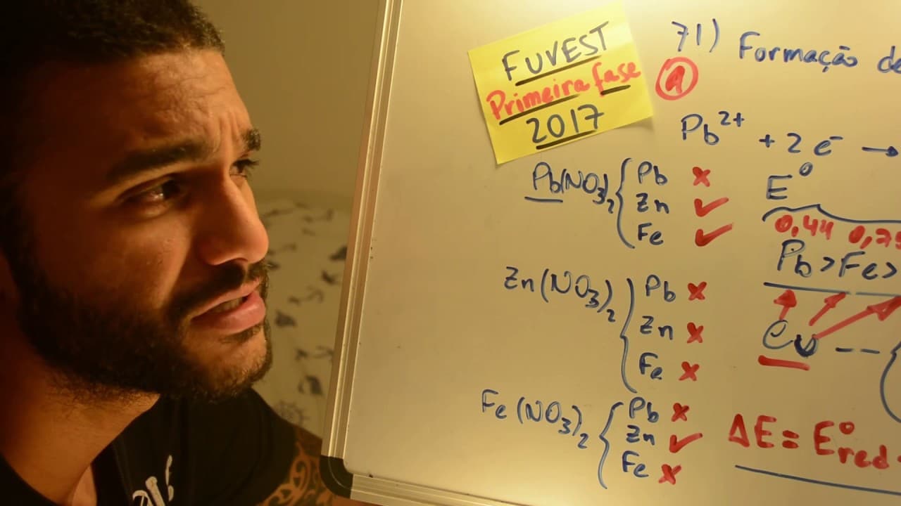 Thumbnail: Potencial OXIDAÇÃO FUVEST 2017 - Química 71 - Pilha - 1ª fase Prova V - Aulas A+ Resolve
