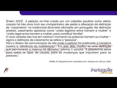 Thumbnail da aula: ENEM 2023 - INTERPRETAÇÃO E INFERÊNCIA DE TEXTOS | A petição on-line criada por um cidadão...