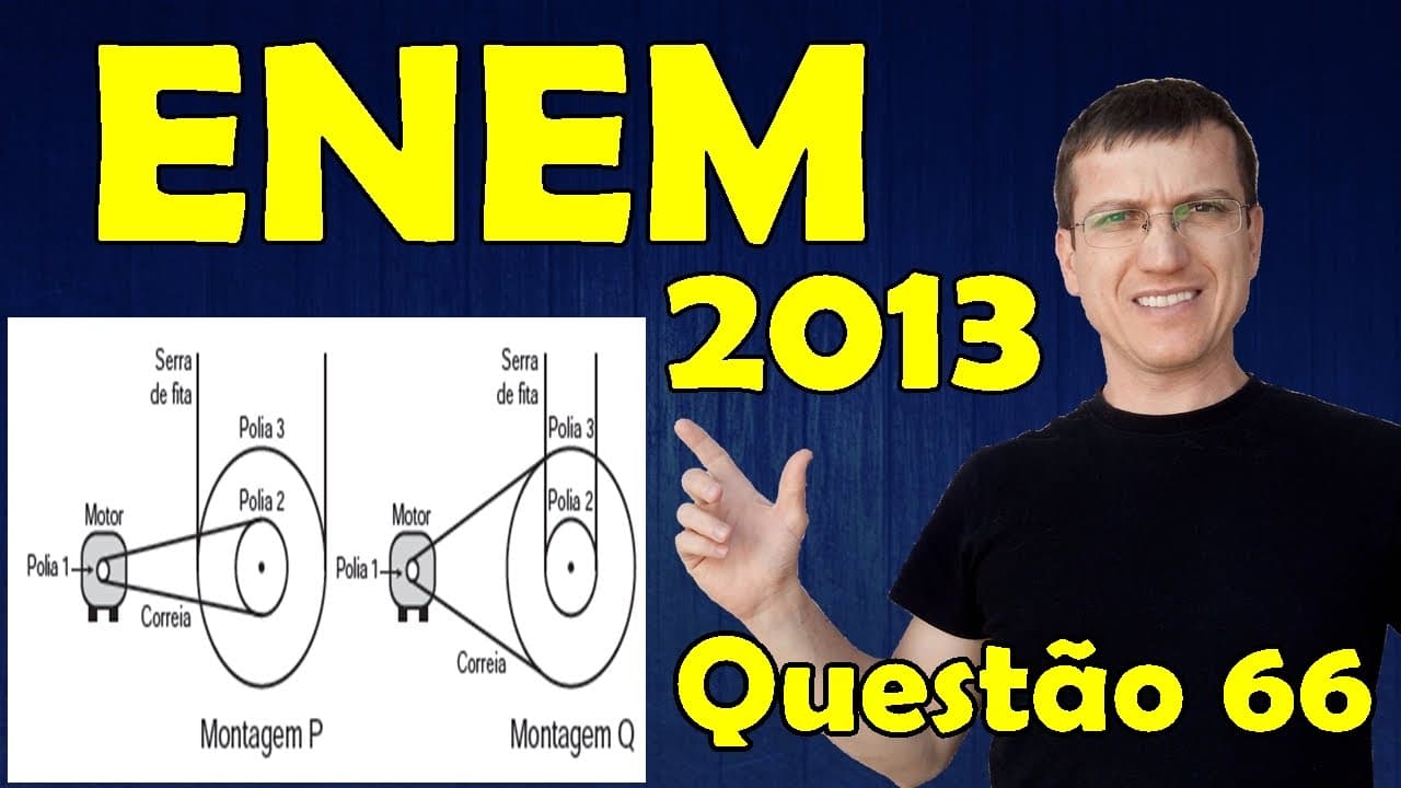 Thumbnail: ENEM 2013 - Questão 66 resolvida (Caderno Azul)  - Física - Mecânica - Prof. Marcelo Boaro