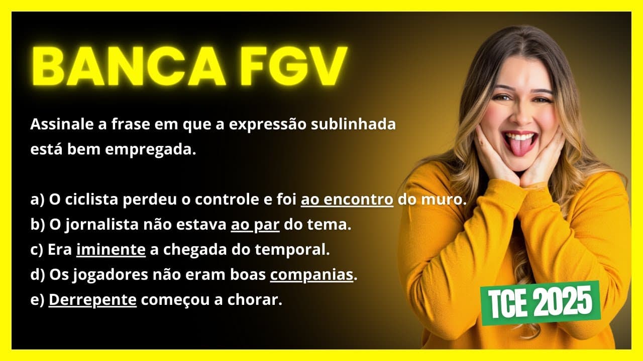 Thumbnail: 🤐 Você acertaria essa questão NÍVEL FÁCIL da FGV? (TCE 2025) - Professora Pamba