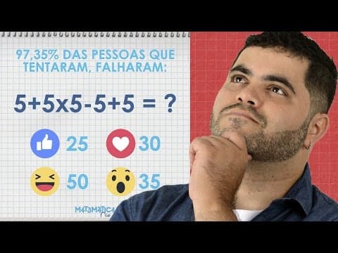 Thumbnail da aula: 😱 5+5x5-5+5 =❓ Você Consegue Resolver Essa Expressão Numérica que Viralizou?