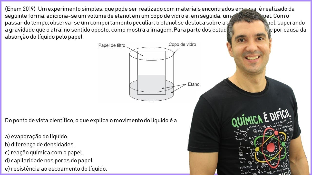 Thumbnail: QUÍMICA ENEM 2019! "Um experimento simples, que pode ser realizado com materiais encontrados..."