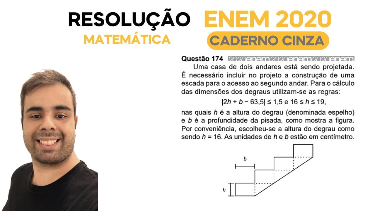 Thumbnail: ENEM 2020 \ MATEMÁTICA - Questão 174, CADERNO CINZA - Uma casa de dois andares está sendo projetada