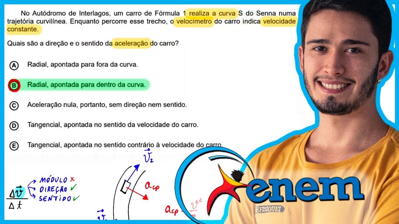 Thumbnail: ENEM 2020 Digital - No Autódromo de Interlagos, um carro de Fórmula 1 realiza a curva S do Senna num