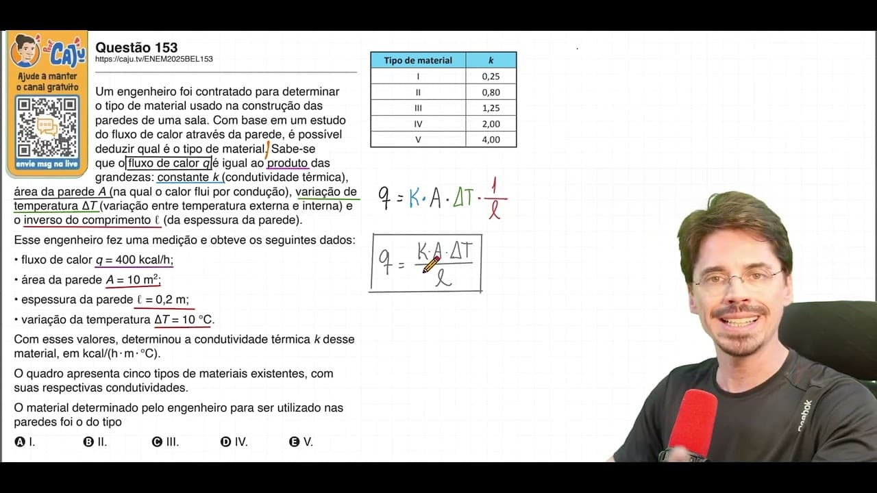 Thumbnail: [ENEM 2025 Belém] 153 📘 ÁLGEBRA Um engenheiro foi contratado para determinar o tipo de material