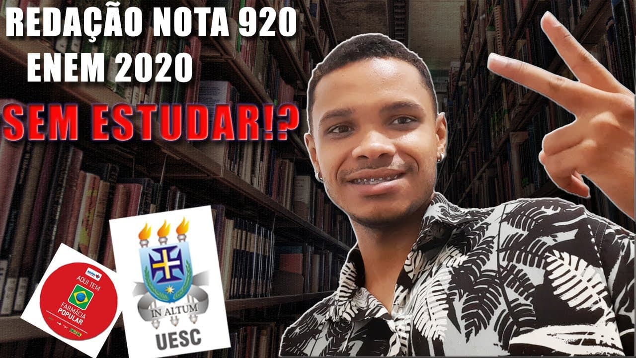 Thumbnail: Como tirei 920 na REDAÇÃO ENEM 2020 SEM ESTUDAR NADA!!!😱😱😱