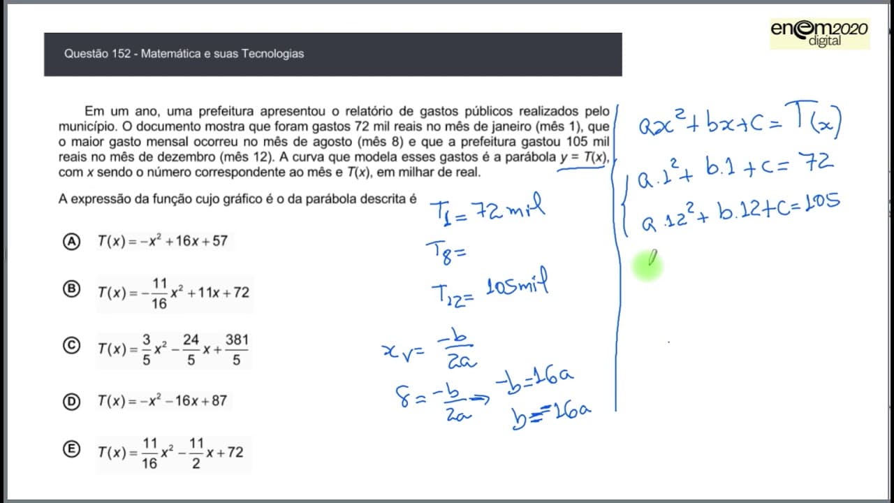 Thumbnail: MATEMÁTICA ENEM 2020 DIGITAL 152A