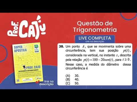 Thumbnail da aula: [UFRGS 2018] 38 📘 TRIGONOMETRIA Um ponto A, que se movimenta sobre uma circunferência, tem sua