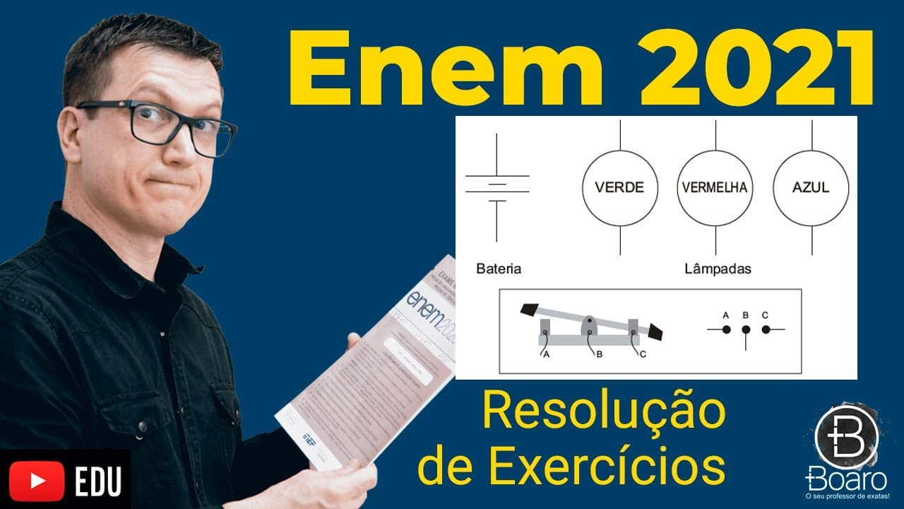 Thumbnail: ENEM 2021 - RESOLUÇÃO dos EXERCÍCIOS - Um garoto precisa montar um circuito que acenda três lâmpadas