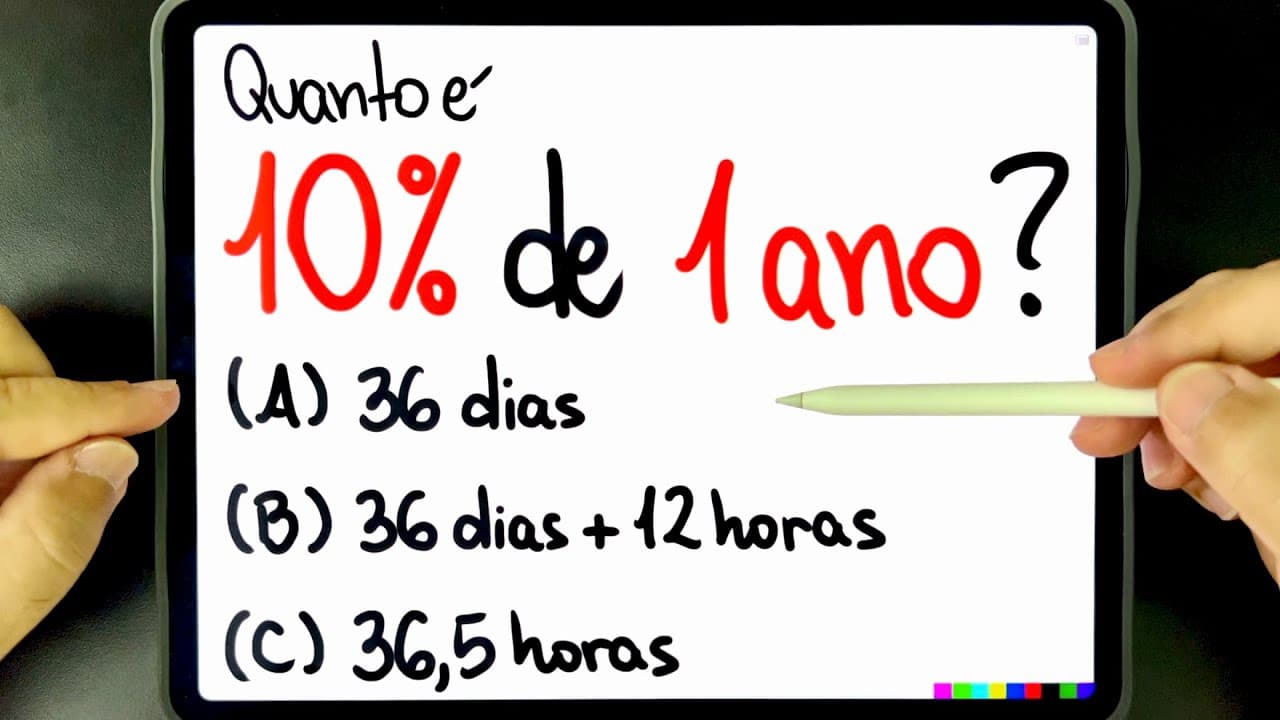 Thumbnail: 🔥 10% de 1 ano = ??? USE SEU RACIOCÍNIO LÓGICO PARA RESOLVER ESSE PROBLEMA DE PORCENTAGEM! 🙌🏻