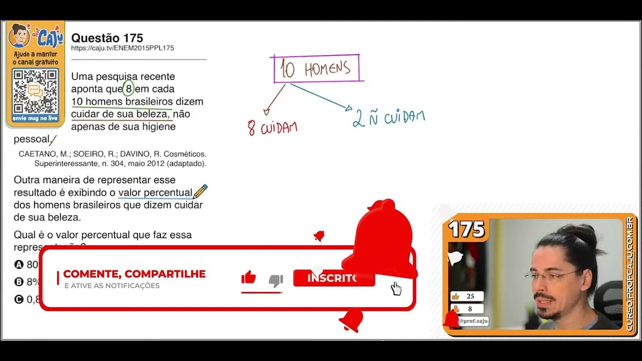 Thumbnail: [ENEM 2015 PPL] 175 📓 --- Uma pesquisa recente aponta que 8 em cada 10 homens brasileiros dizem
