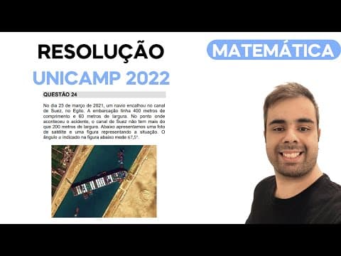 Thumbnail da aula: UNICAMP 2022 - No dia 23 de março de 2021, um navio encalhou no canal de Suez, no Egito