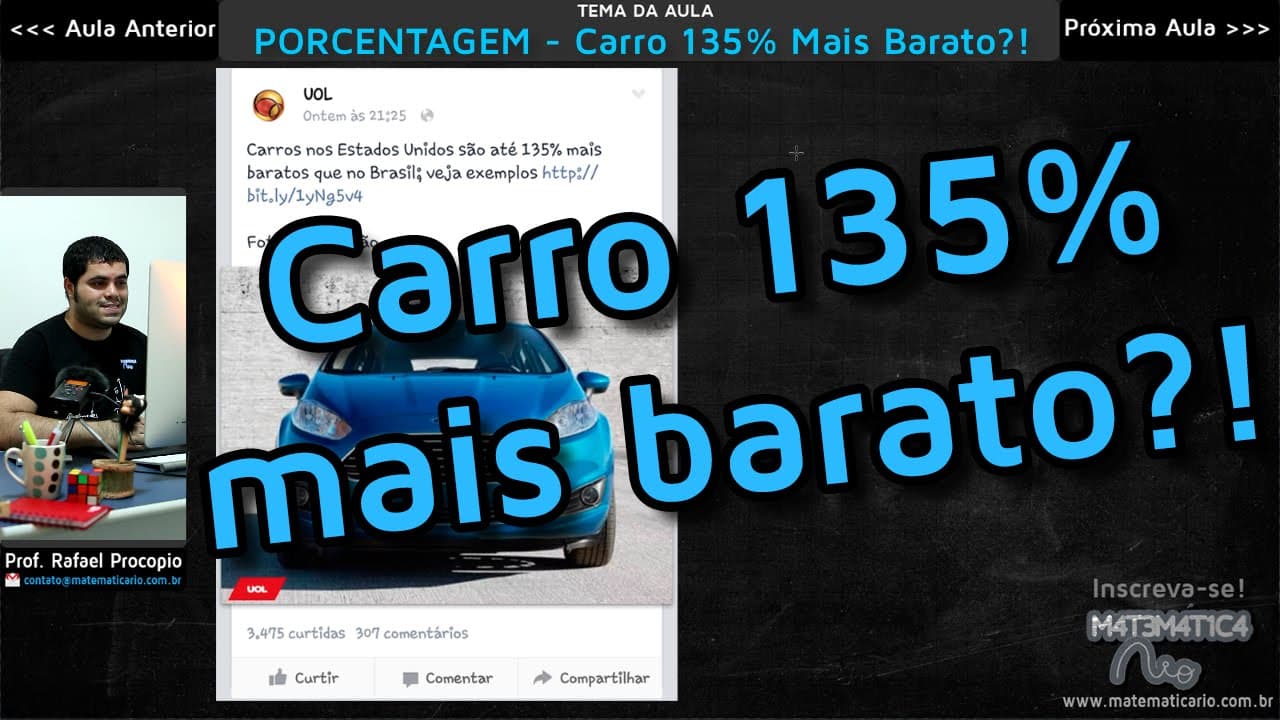 Thumbnail: PORCENTAGEM - Carro 135% Mais Barato? Pode Isso?!