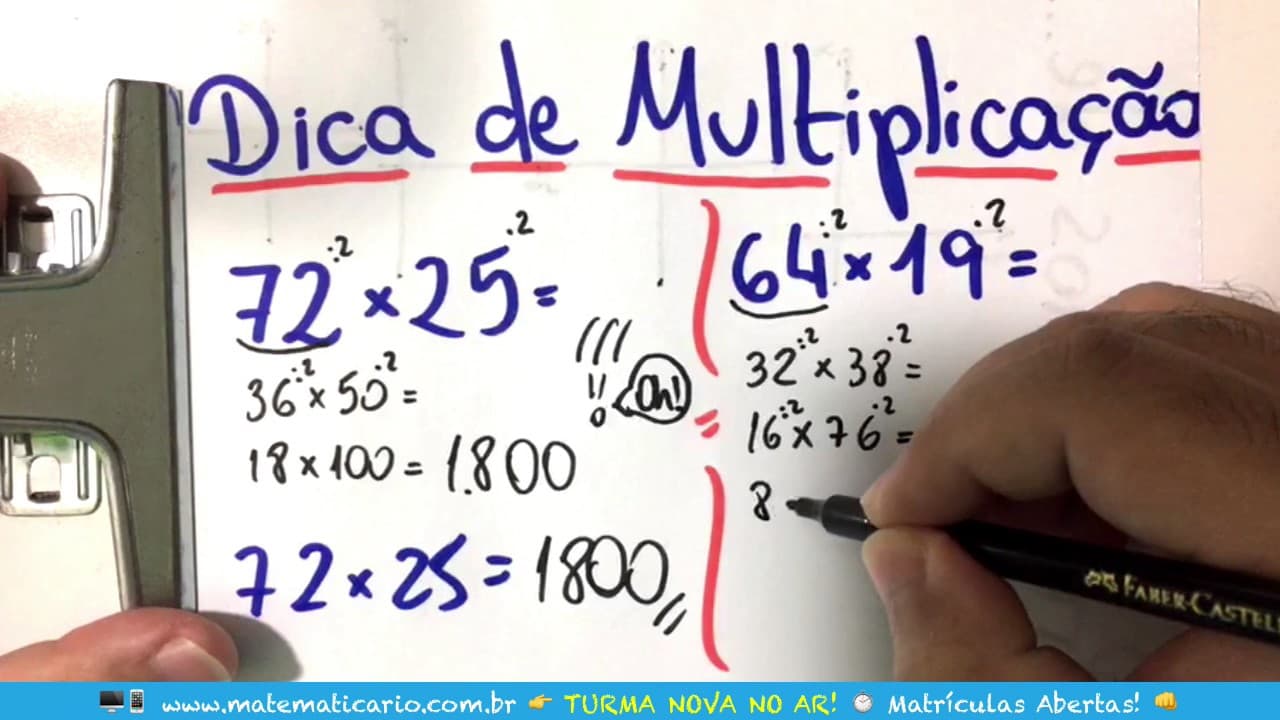Thumbnail: ⏱ TRUQUE DA MULTIPLICAÇÃO USANDO O NÚMERO 2 👉 Minuto Matemática
