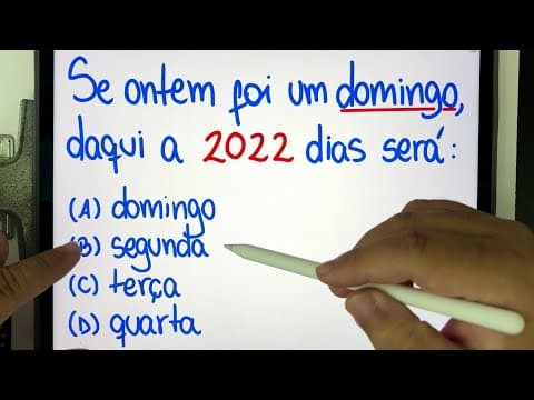 Thumbnail da aula: 🤯 Problema de DIVISÃO: Se ontem foi domingo, daqui a 2022 dias será... Você consegue resolver?