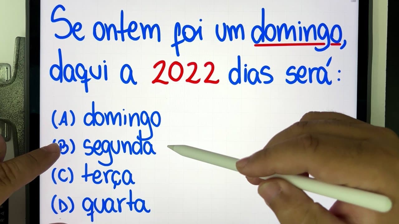 Thumbnail: 🤯 Problema de DIVISÃO: Se ontem foi domingo, daqui a 2022 dias será... Você consegue resolver?
