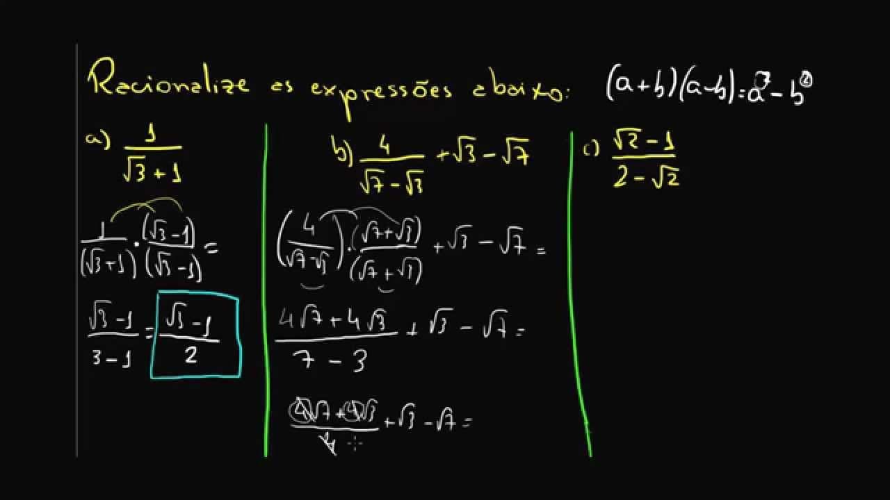 Thumbnail: Racionalização de Denominadores Utilizando Produtos Notáveis | Matemática Rio