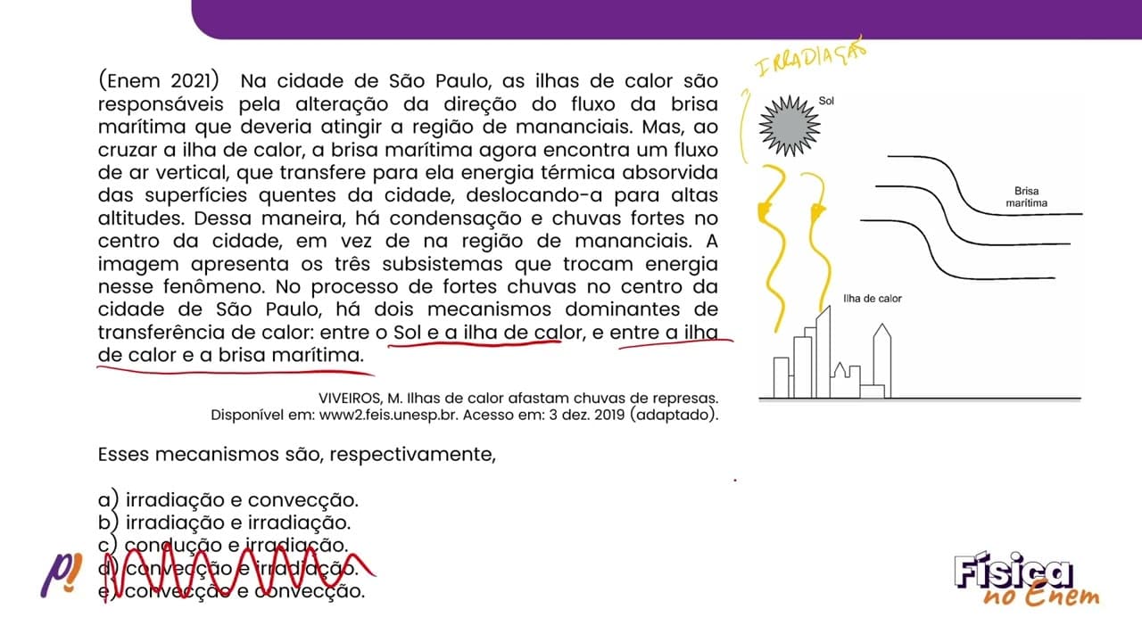 Thumbnail: ENEM 2021 - TERMOLOGIA | Na cidade de São Paulo, as ilhas de calor são responsáveis...