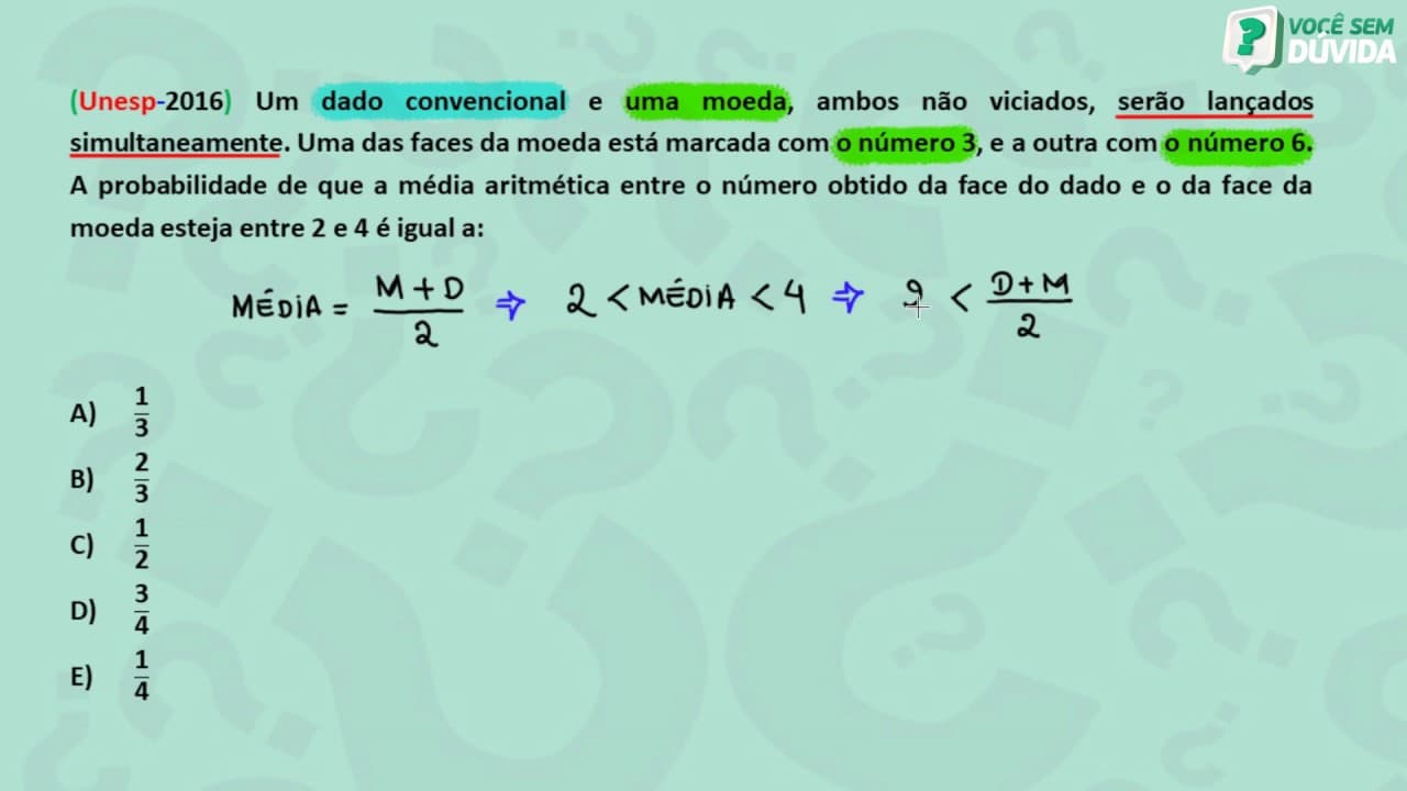 Thumbnail: Probabilidade | EXERCÍCIO 14 | Unesp 2016