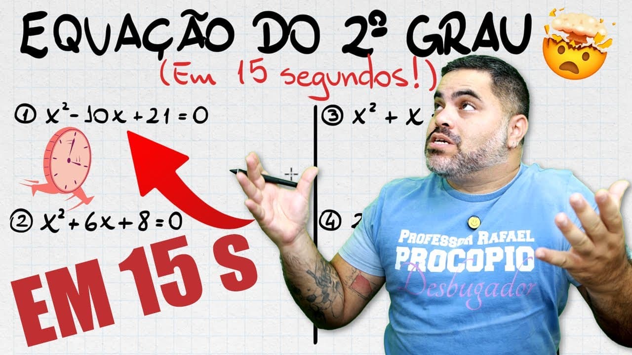 Thumbnail: 🤯 EQUAÇÃO DO SEGUNDO GRAU EM 15 SEGUNDOS! Fórmula de Bhaskara Alternativa MUITO RÁPIDA!