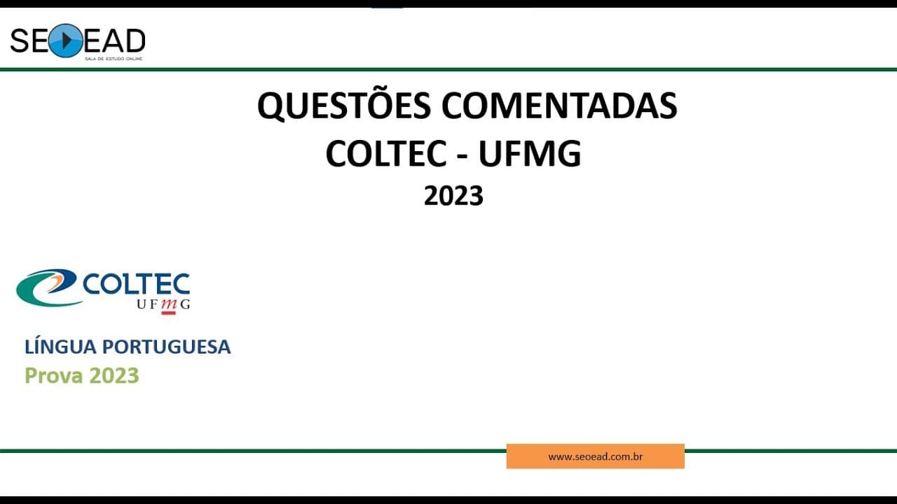 Thumbnail: PRÉ COLTEC-UFMG PROVA 2023 | LINGUA PORTUGUESA Q(01)