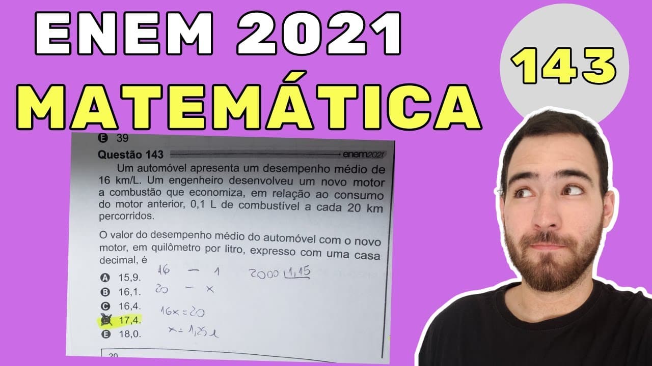 Thumbnail: ENEM 2021 CADERNO CINZA QUESTÃO 143 | COMBUSTÍVEL | Um automóvel apresenta um desempenho