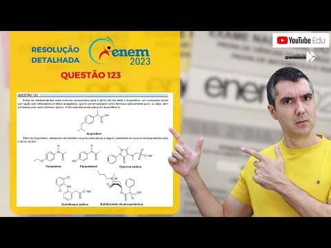 Thumbnail da aula: QUÍMICA ENEM 2023! "Entre os medicamentos mais comuns consumidos para o alívio da dor está ..."