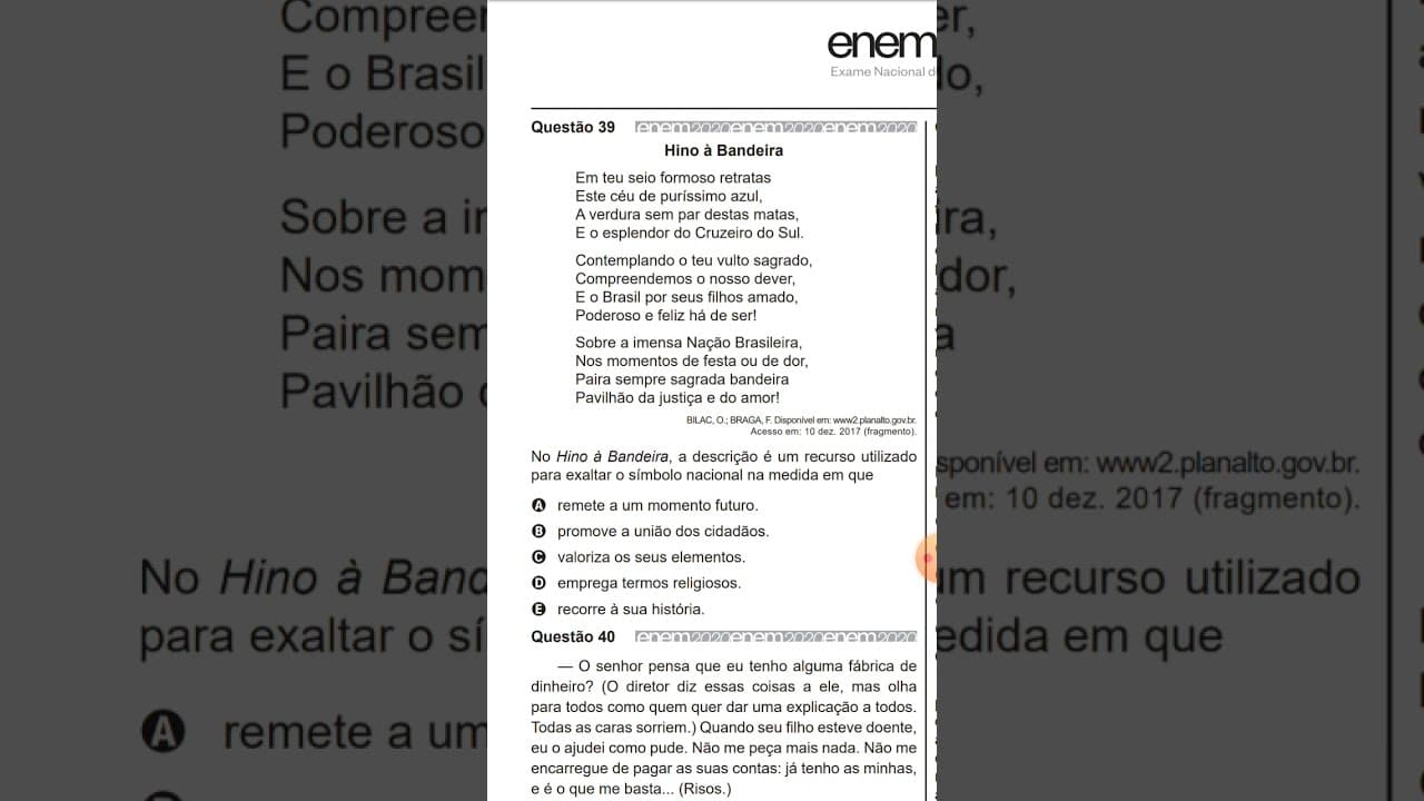 Thumbnail: Questão 39 Enem 2020 caderno Azul Linguagens 1 apli
