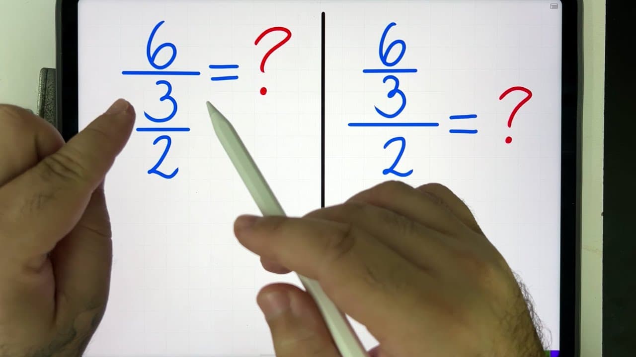 Thumbnail: 🤯 MATEMÁTICA BÁSICA DESBUGADA - 6/3/2 = ??? Divisão de fração e o traço de fração principal