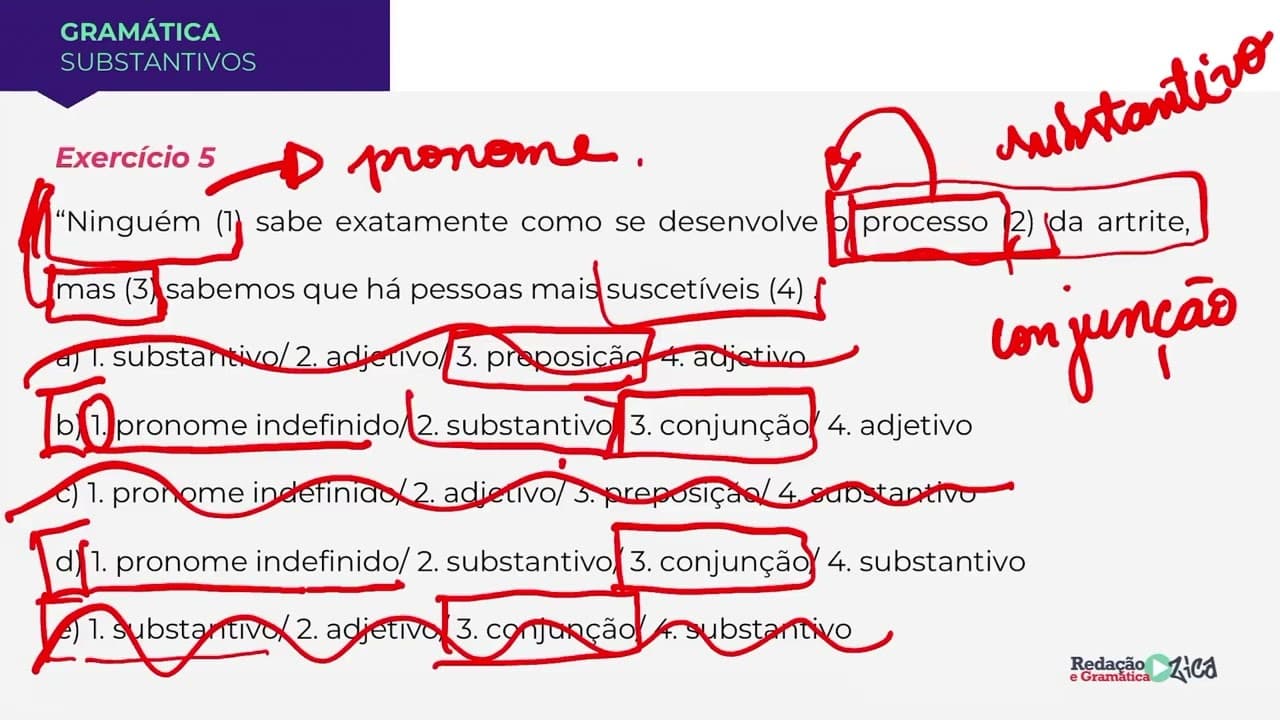 Thumbnail: MORFOLOGIA: RESOLUÇÃO DE EXERCÍCIOS DE CLASSES DE PALAVRAS - SERÁ QUE VOCÊ ACERTA? - Profa. Pamba