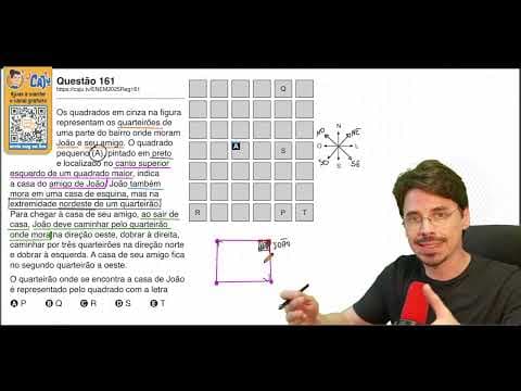 Thumbnail da aula: [ENEM 2025] 161 📘 LOCALIZAÇÃO Os quadrados em cinza na ﬁgura representam os quarteirões de uma parte