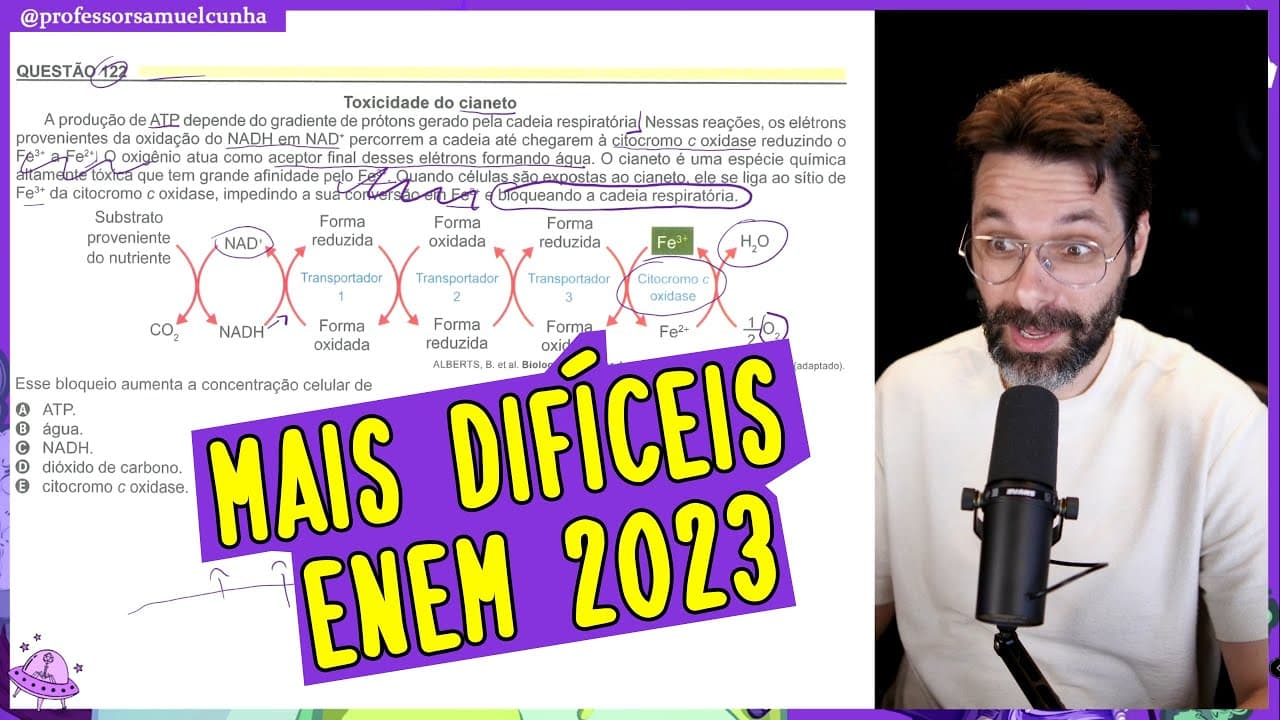 Thumbnail: TOP 4 QUESTÕES MAIS DIFÍCEIS DE BIOLOGIA DO ENEM 2023 | Professor Samuel Cunha
