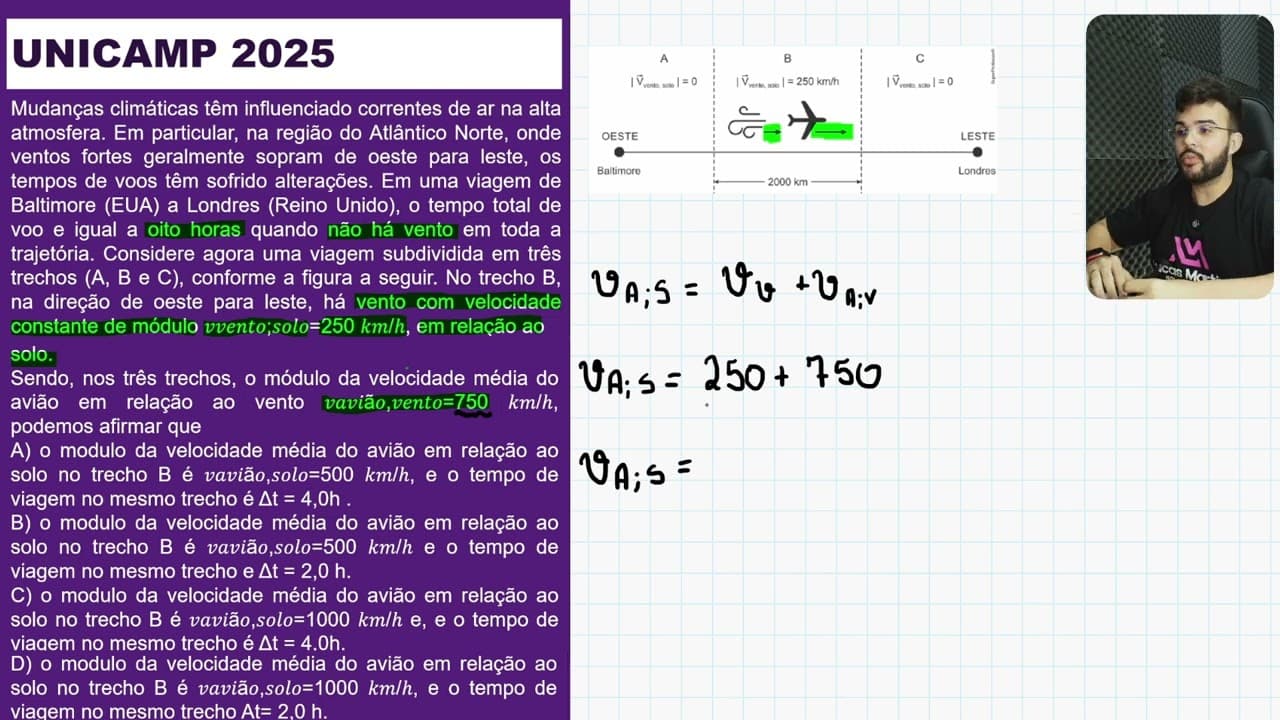 Thumbnail: (UNICAMP 2025) Mudanças climáticas têm influenciado correntes de ar na alta atmosfera. Em particular