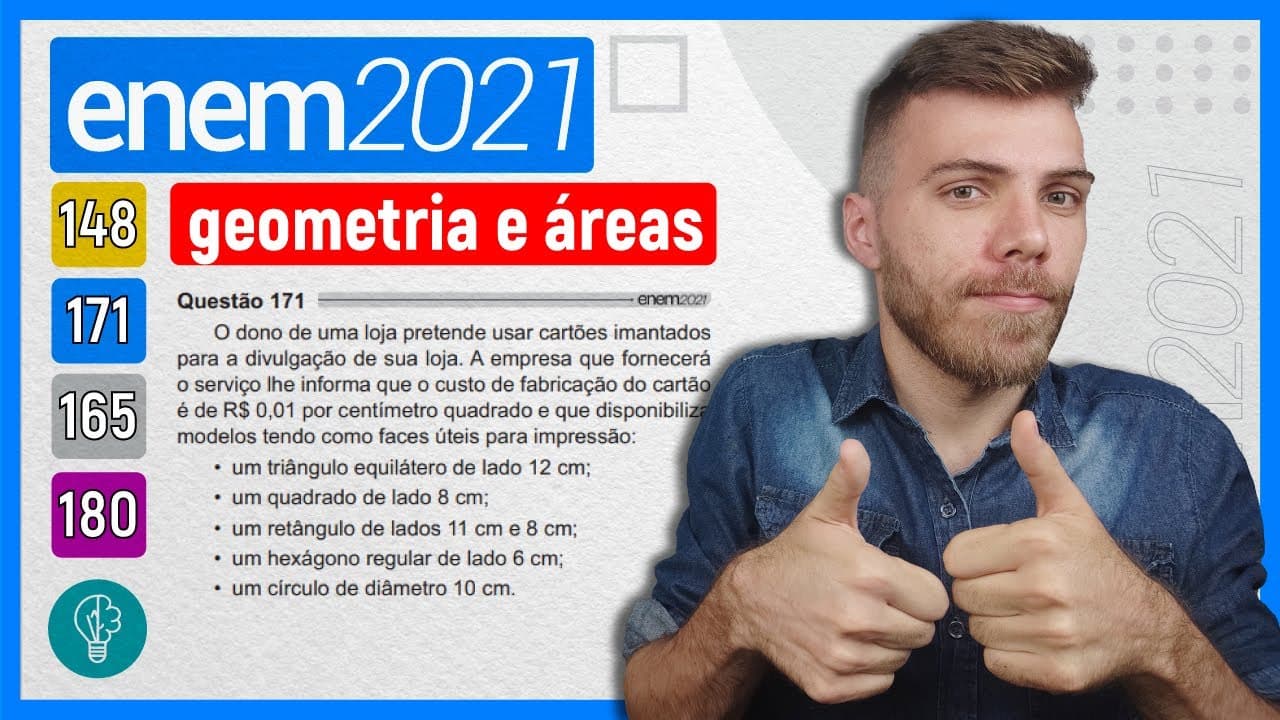 Thumbnail: 🛑171 Enem 2021 - GEOMETRIA - O dono de uma loja pretende usar cartões imantados para a sua